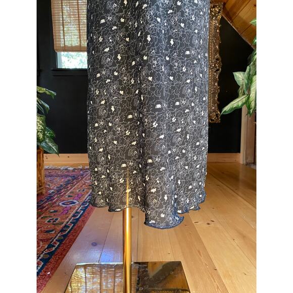 Vintage Dress Black White Floral - Picture 7 of 10